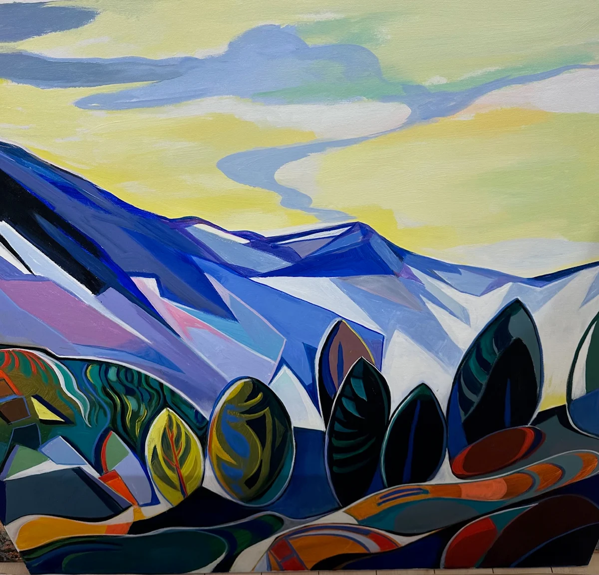 Aurora Over Okanagan Acrylic on Canvas 36 x 60 in (91 x 152 cm) 2025 Ref: PY 1 Price: $4,500 CAD