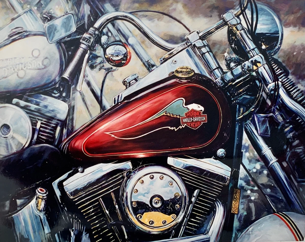 Harley Davidson motorcycle painting by Paul Ygartua