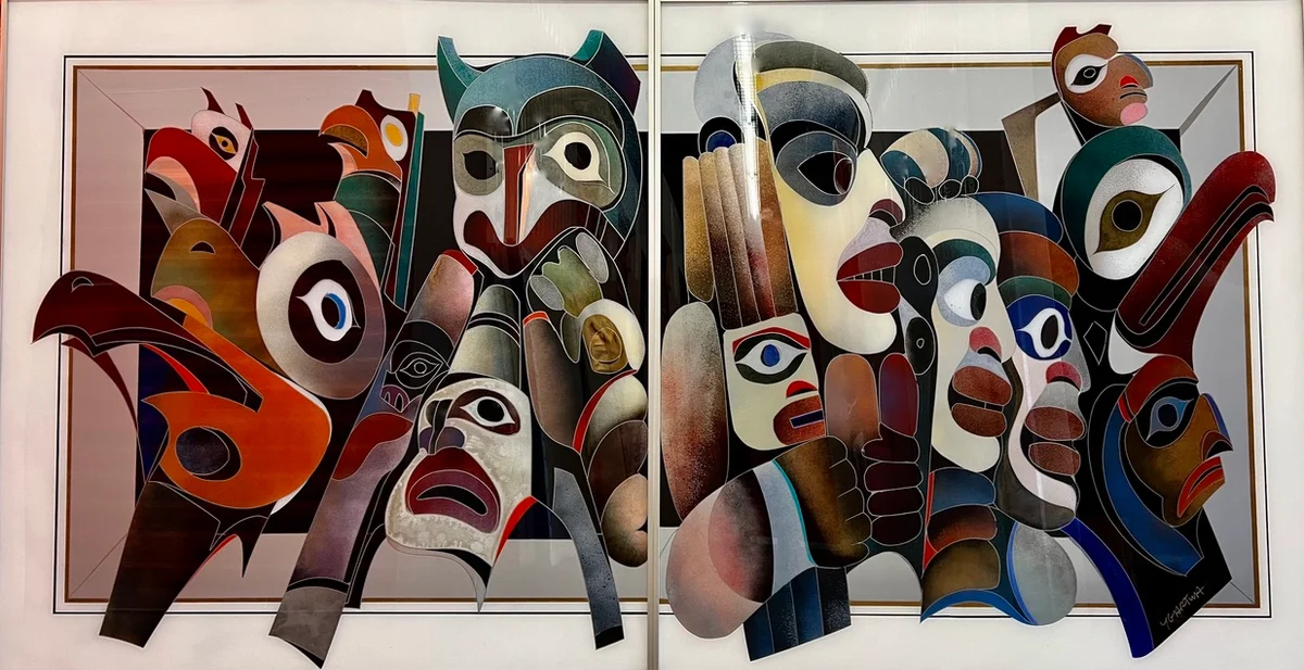 INDOMITABLE SPIRITS REVERSE ON PLEXIGLASS DIPTYCH 46X48IN (X2) - SOLD