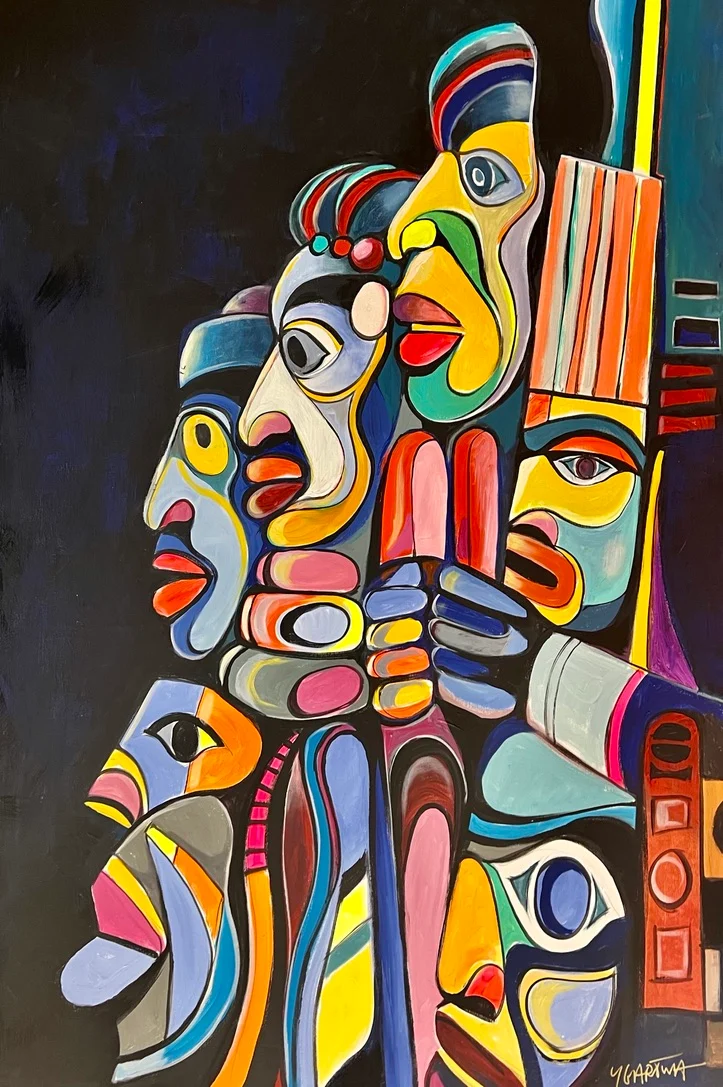 TOTEMS 57X40IN ACRYLIC ON CANVAS - SOLD