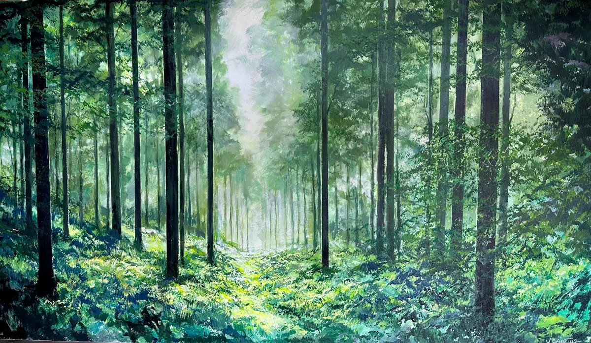 Green Cathedral Acrylic on Canvas 36 x 60 in (91 x 152 cm) 2025 Ref: PY 4 Price: $4,500 CAD
