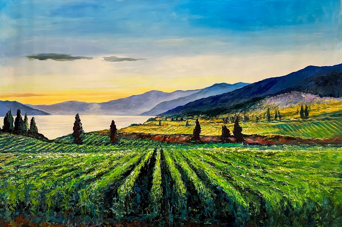 Kaleden Sunset Vines Acrylic on Canvas 48 x 72 in (122 x 183 cm) 2025 Ref: PY 6 Price: $7,000 CAD